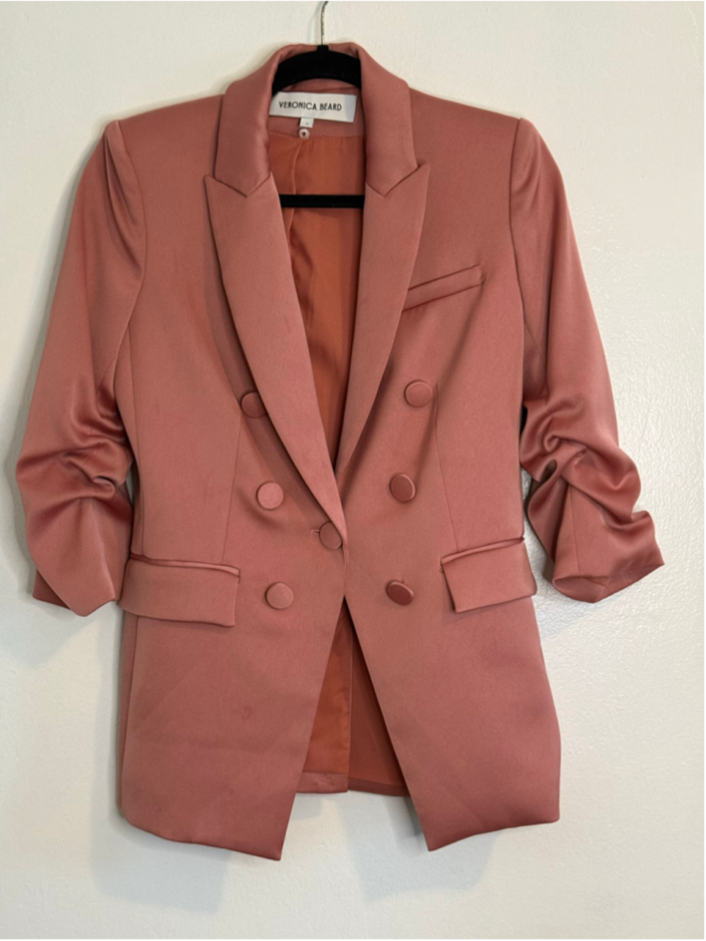 Veronica Beard 695$ Tomi Satin Dickey Blazer Size 4 Pink